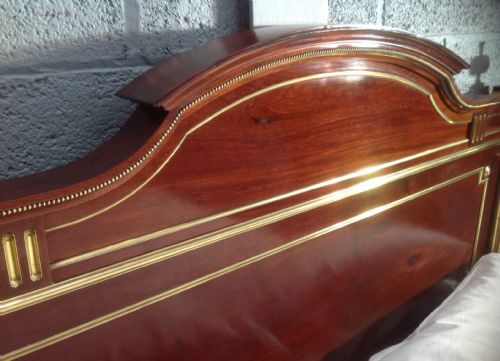 FRENCH MAHOGANY AND BRASS BED - ADDITIONAL PHOTO 3