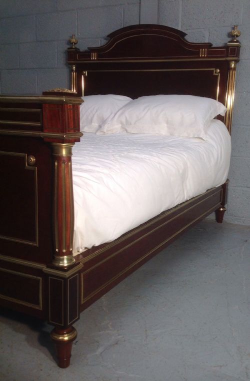FRENCH MAHOGANY AND BRASS BED - ADDITIONAL PHOTO 5