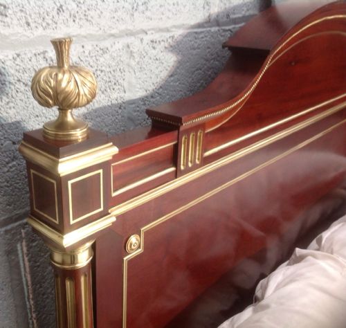 FRENCH MAHOGANY AND BRASS BED - ADDITIONAL PHOTO 6