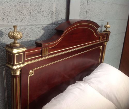 FRENCH MAHOGANY AND BRASS BED - ADDITIONAL PHOTO 7