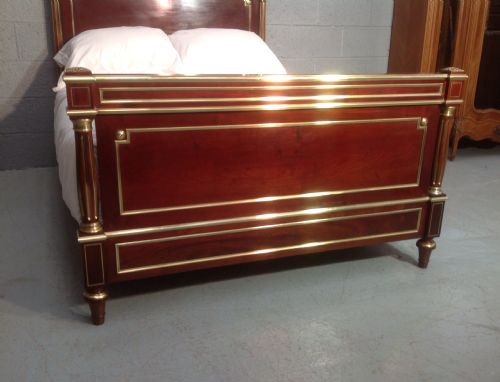 FRENCH MAHOGANY AND BRASS BED - ADDITIONAL PHOTO 11