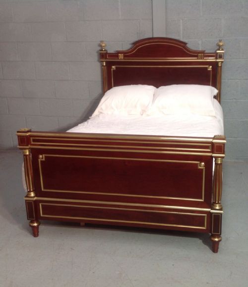 FRENCH MAHOGANY AND BRASS BED - ADDITIONAL PHOTO 13