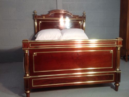 FRENCH MAHOGANY AND BRASS BED - ADDITIONAL PHOTO 14