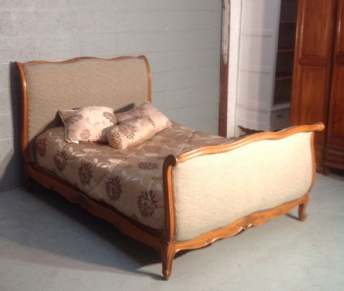 french walnut upholstered double bed - CATEGORY: ANTIQUE BEDS - DATED 1920