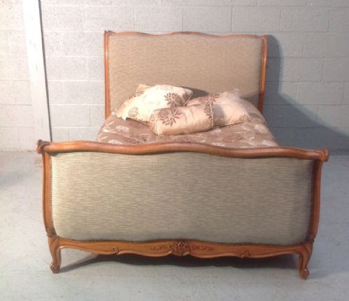 FRENCH WALNUT UPHOLSTERED DOUBLE BED - ADDITIONAL PHOTO 2
