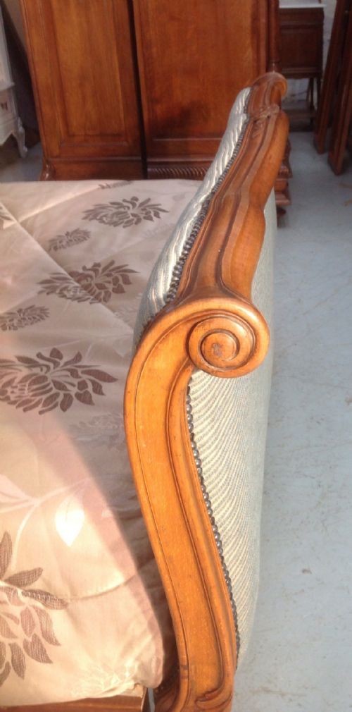 FRENCH WALNUT UPHOLSTERED DOUBLE BED - ADDITIONAL PHOTO 3