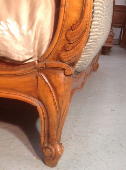 FRENCH WALNUT UPHOLSTERED DOUBLE BED - ADDITIONAL PHOTO 4