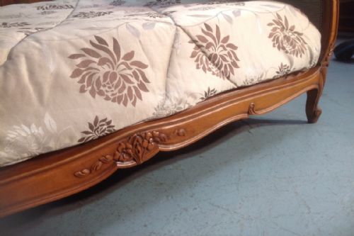 FRENCH WALNUT UPHOLSTERED DOUBLE BED - ADDITIONAL PHOTO 5