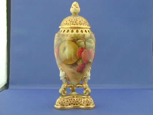 Royal Worcester Artist Signed Pot Pourri Vase and Cover