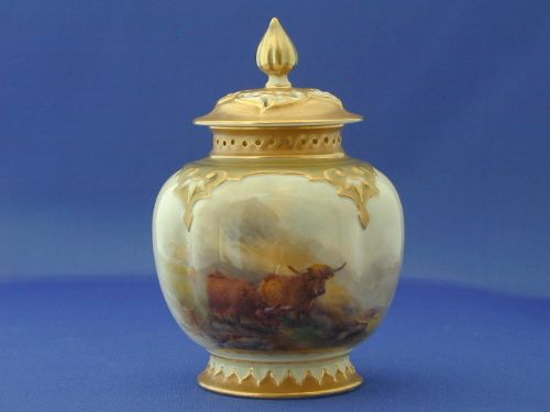 Royal Worcester Artist Signed Pot Pourri Vase