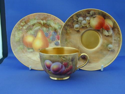 Royal Worcester Fruit Painted Trio.