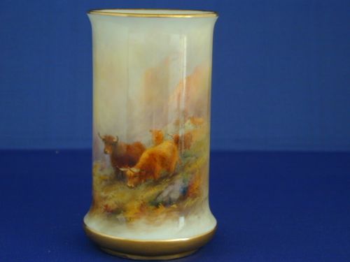Royal Worcester Vase Deorated with Cattle by Harry Stinton