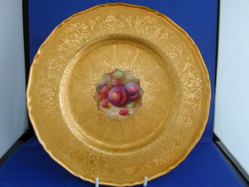 Royal Worcester Fruit Decorated Cabinet Plate Signed Ayrton