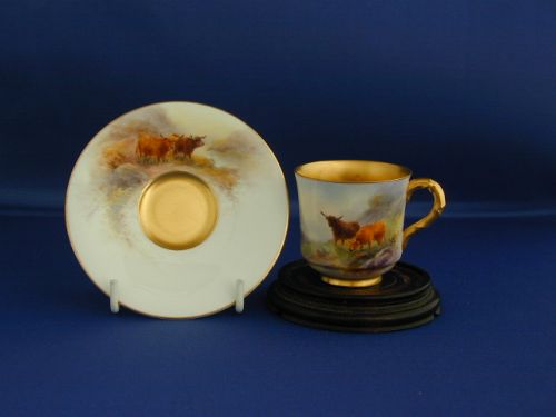 Royal Worcester Demi Tasse Signed H Stinton