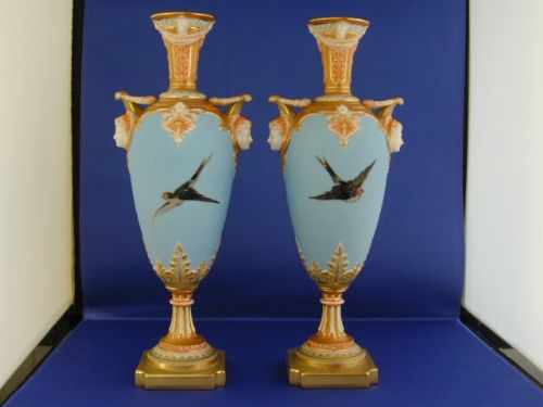 fig 1. A superb pair of Royal Worcester vases signed C Baldwyn