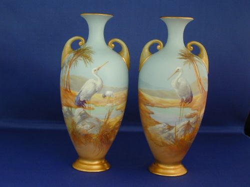 Royal Worcester Pair of Vases Signed W Powell