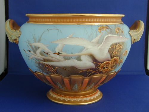 Royal Worcester Jardiniere Decorated Swans by Chc Baldwyn