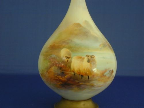 fig 1. Royal Worcester vase decorated sheep signed H Davis