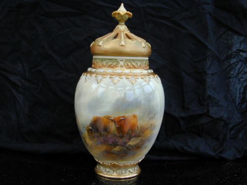 Royal Worcester Pot Pourri Vase and Covers Signed J Stinton