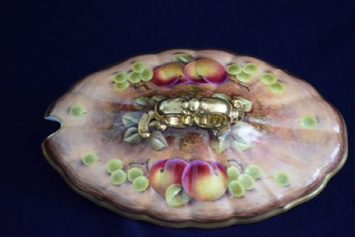 ROYAL WORCESTER LARGE FRUIT DECORATED TUREEN COVER AND STAND - ADDITIONAL PHOTO 3
