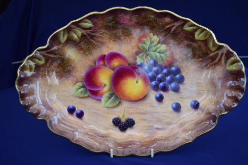 ROYAL WORCESTER FRUIT DECORATED TUREEN COVER STAND AND LADLE - ADDITIONAL PHOTO 2