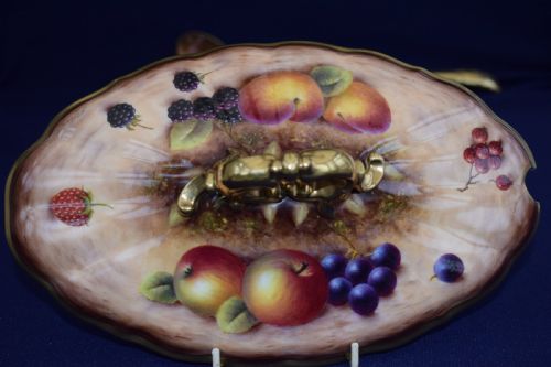 ROYAL WORCESTER FRUIT DECORATED TUREEN COVER STAND AND LADLE - ADDITIONAL PHOTO 5
