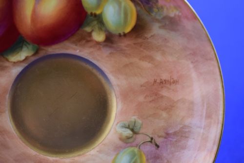 ROYAL WORCESTER FRUIT PAINTED CUP AND SAUCER BY H AYRTON - ADDITIONAL PHOTO 2