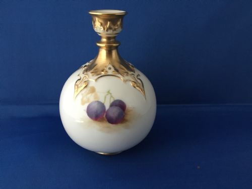 ROYAL WORCESTER PAINTED FRUIT VASE SIGNED MOSELEY - ADDITIONAL PHOTO 1