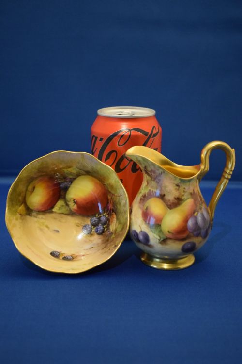 ROYAL WORCESTER PAINTED FRUIT CREAM AND SUGAR - ADDITIONAL PHOTO 1