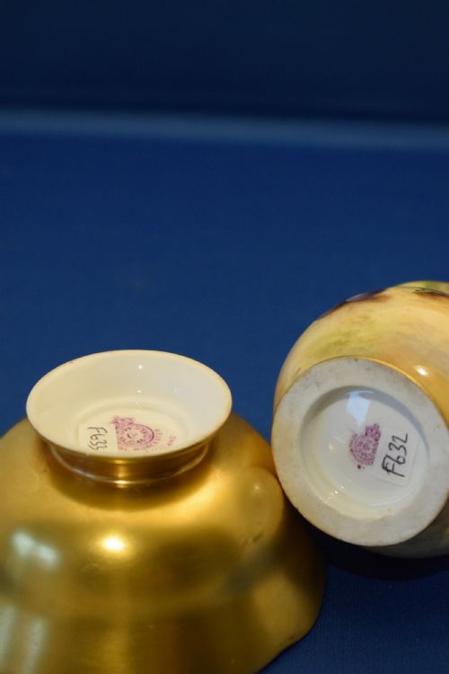 ROYAL WORCESTER PAINTED FRUIT CREAM AND SUGAR - ADDITIONAL PHOTO 3