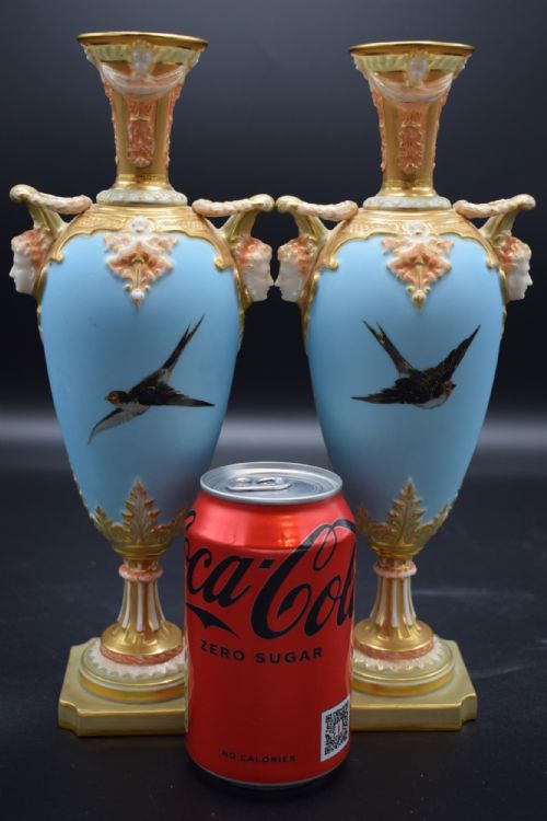 ROYAL WORCESTER PAIR OF VASES DECORATED BY C BALDWYN - ADDITIONAL PHOTO 2