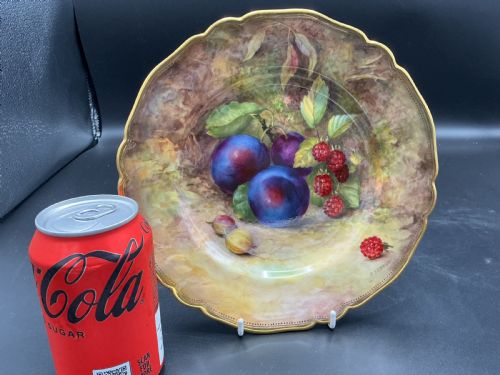 ROYAL WORCESTER PAINTED FRUIT CABINET PLATE - ADDITIONAL PHOTO 2