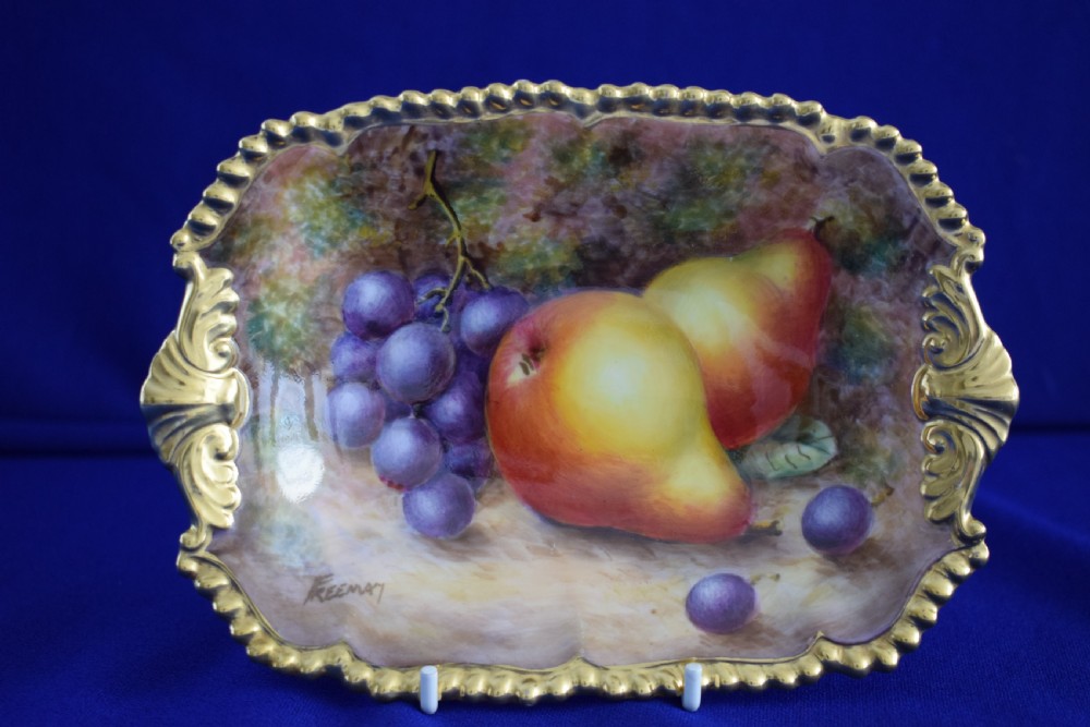 Royal Worcester fruit painted rope edge bon bon dish by Freeman