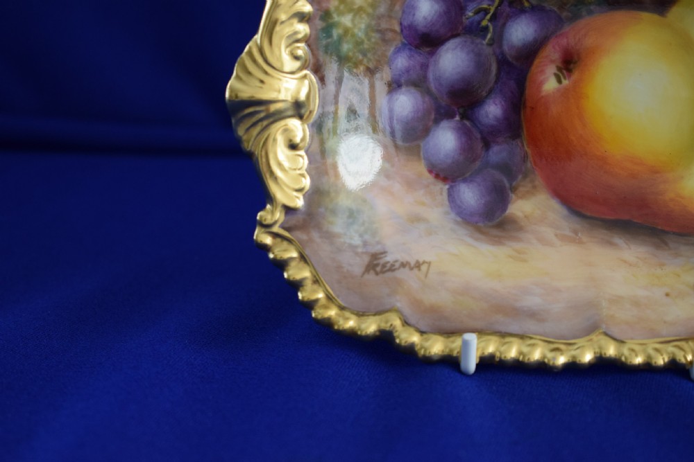 Royal Worcester fruit painted rope edge bon bon dish by Freeman View II