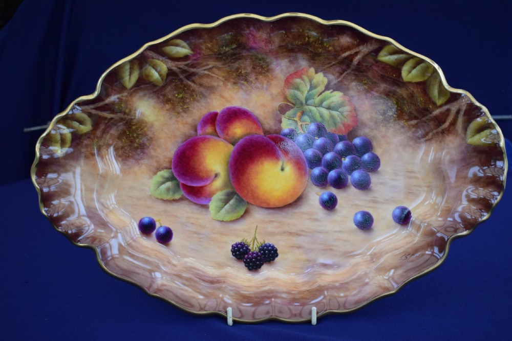 Royal Worcester fruit decorated Tureen, cover, stand and ladle. View III
