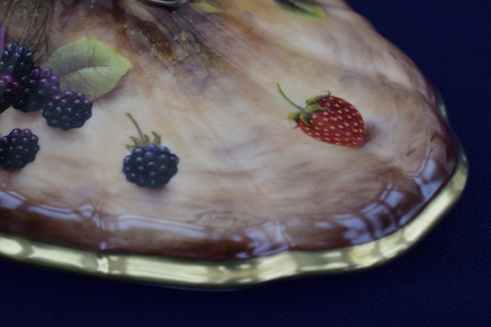 Royal Worcester fruit decorated Tureen, cover, stand and ladle. View IX