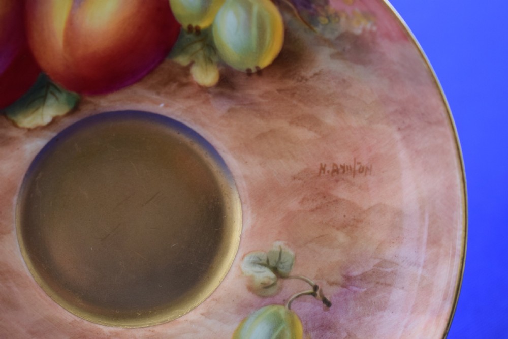 Royal Worcester fruit painted Cup and Saucer by H Ayrton View III