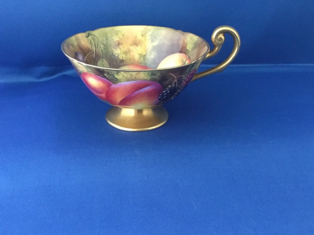 Royal Worcester painted fruit cabinet cup and saucer by H Ayrton View II