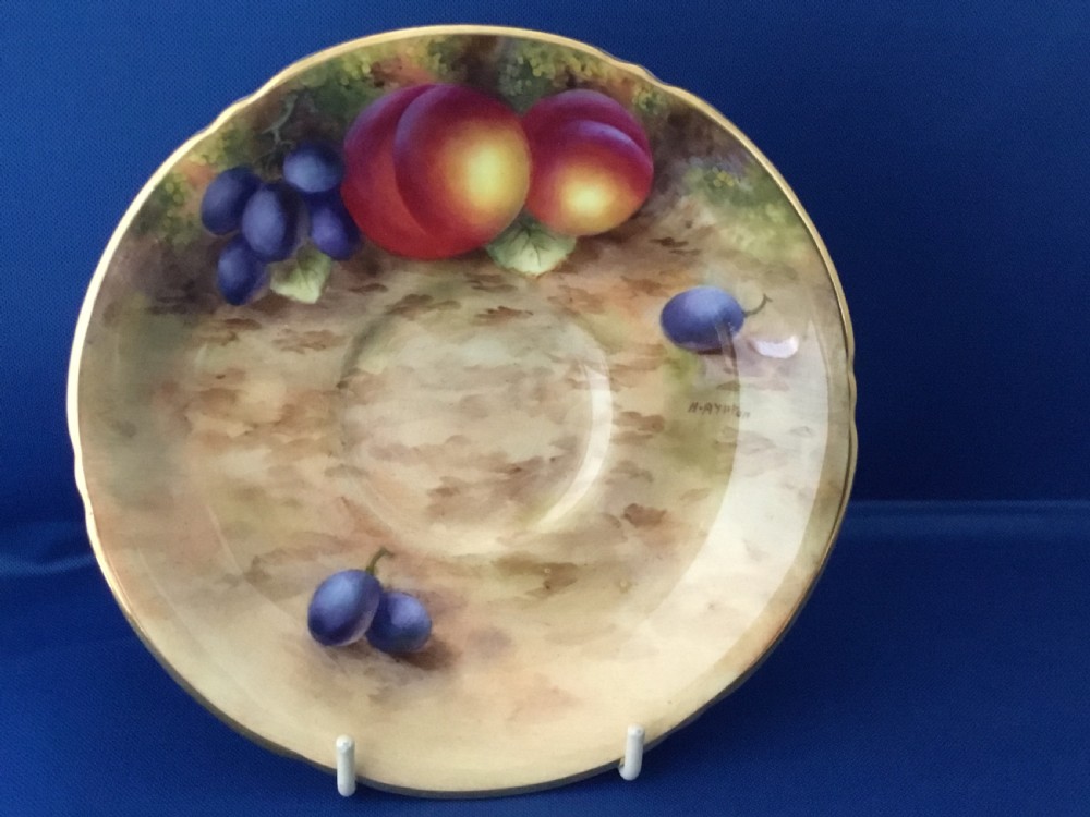 Royal Worcester painted fruit cabinet cup and saucer by H Ayrton View III