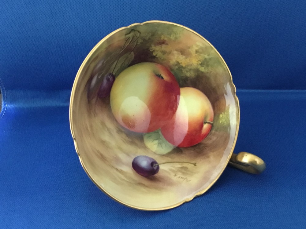 Royal Worcester painted fruit cabinet cup and saucer by H Ayrton View IV
