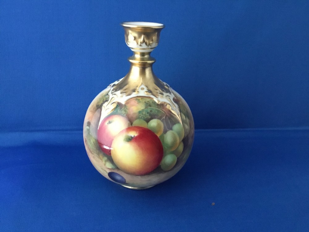 Royal Worcester painted fruit vase signed Moseley