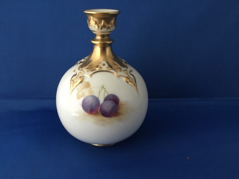 Royal Worcester painted fruit vase signed Moseley View II