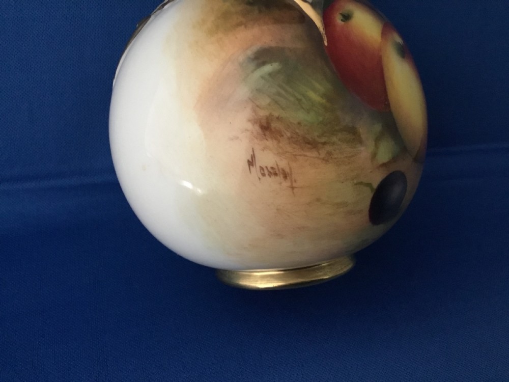 Royal Worcester painted fruit vase signed Moseley View III