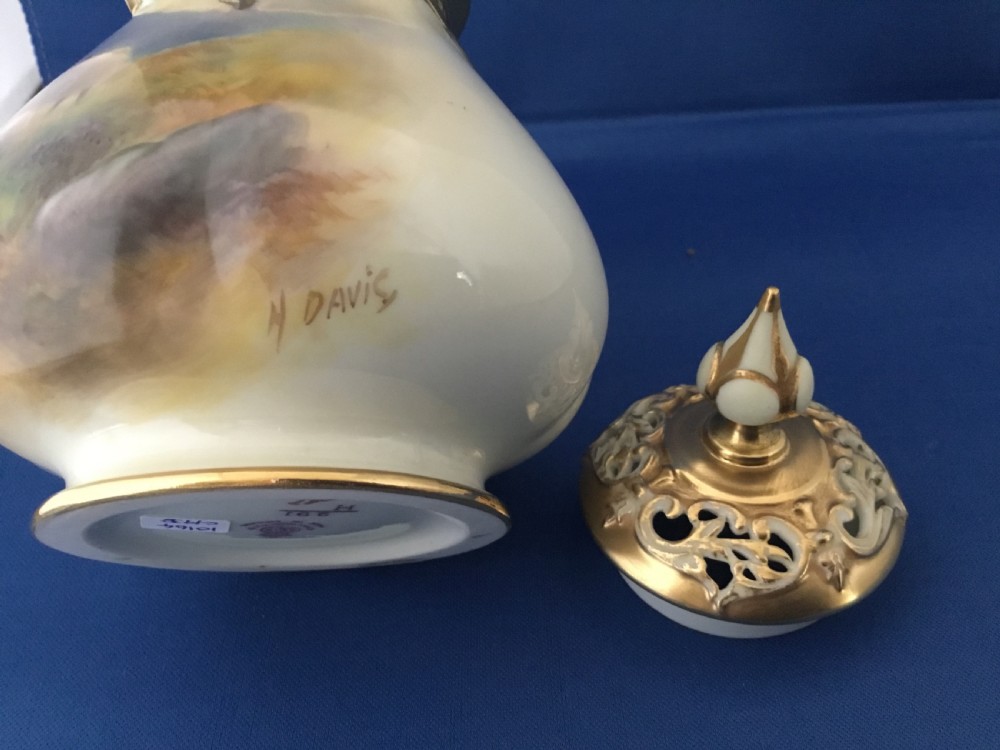 Royal Worcester pot pourri vase and cover by Harry Davis View III