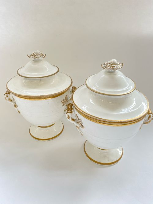a rare and unusual pr of white ironstone ice pails 1840 - CATEGORY: ANTIQUE CERAMICS - DATED 19TH CENTURY