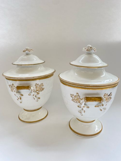 A RARE AND UNUSUAL PR OF WHITE IRONSTONE ICE PAILS 1840 - ADDITIONAL PHOTO 5