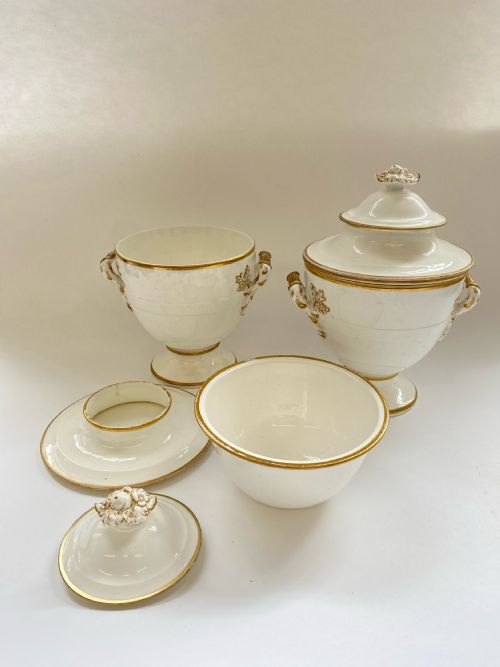 A RARE AND UNUSUAL PR OF WHITE IRONSTONE ICE PAILS 1840 - ADDITIONAL PHOTO 2