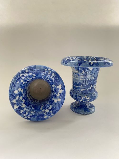 a pair of swedish blue and white transfer vases 1820 - CATEGORY: ANTIQUE VASES - DATED 19TH CENTURY