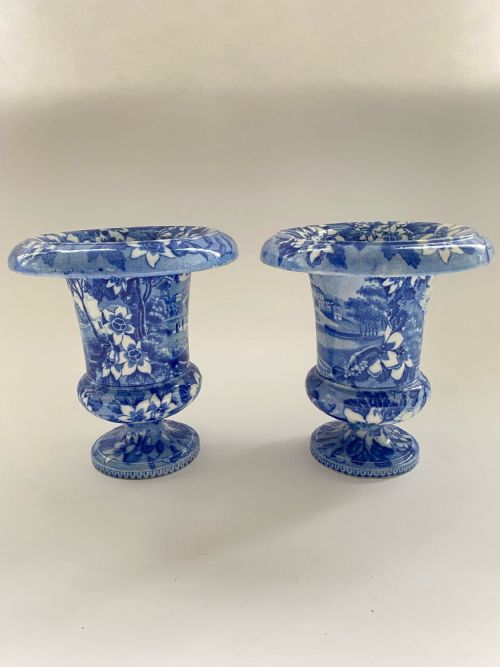 A PAIR OF SWEDISH BLUE AND WHITE TRANSFER VASES 1820 - ADDITIONAL PHOTO 6
