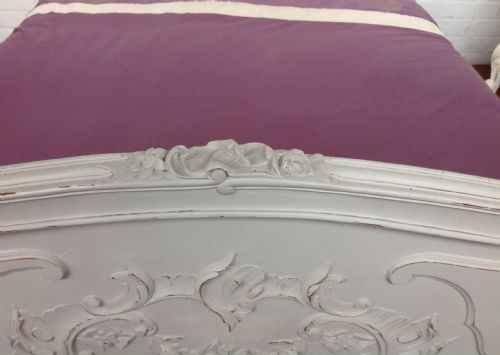PAINTED FRENCH CARVED WALNUT BED - ADDITIONAL PHOTO 2